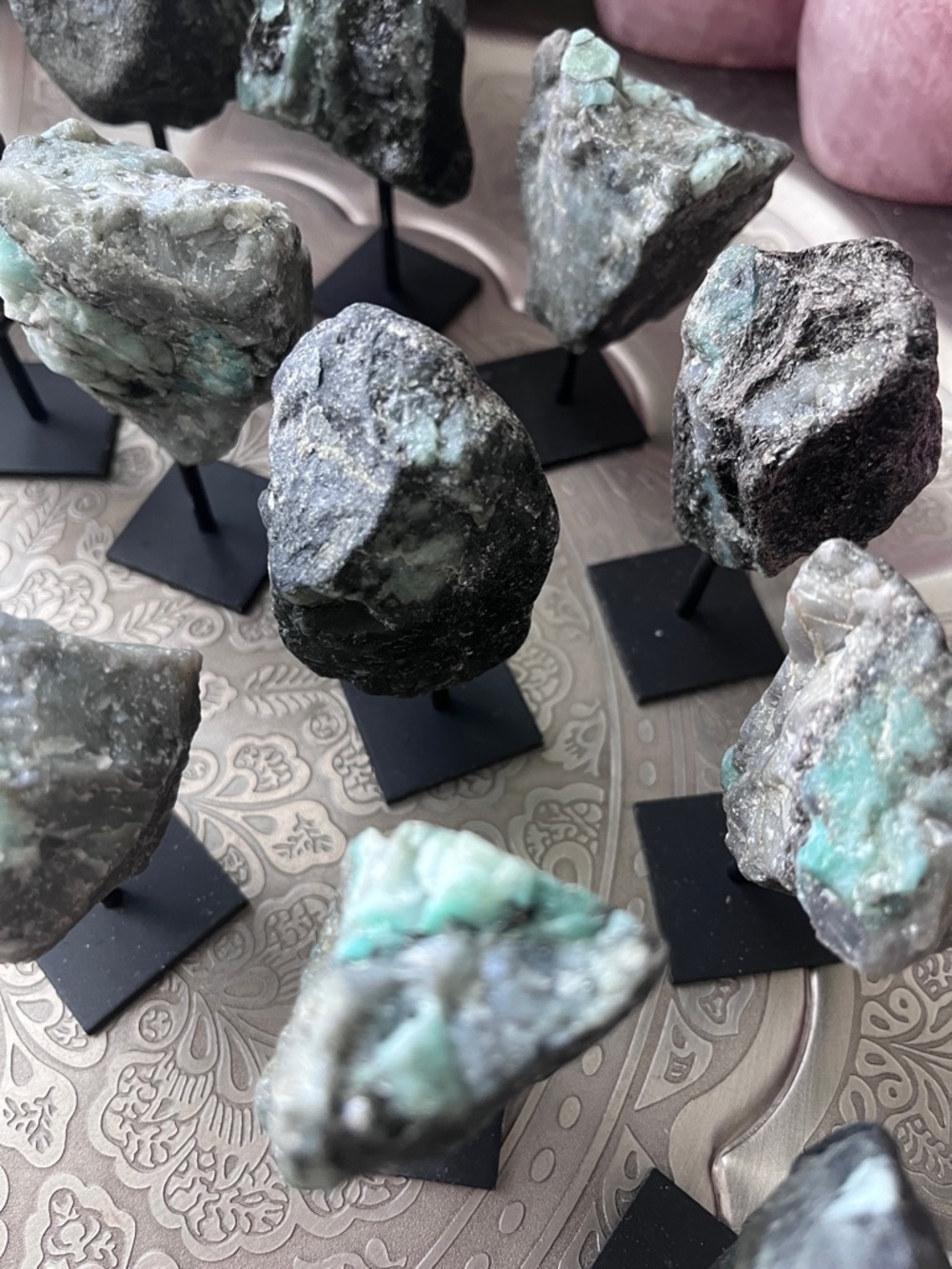 Raw Emerald on a Stand